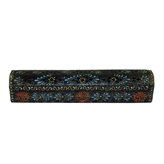 12" Black Hand-Painted Wood Incense Coffin Box