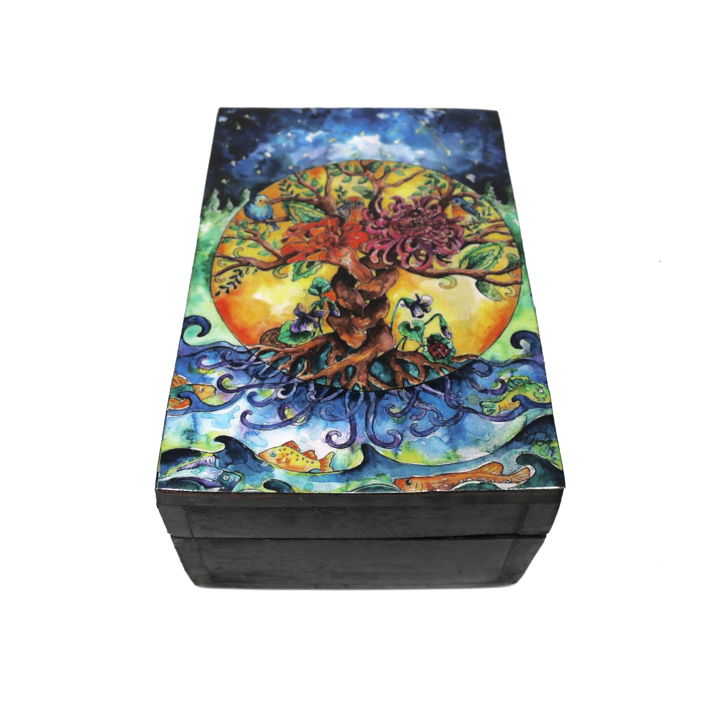 Tree of Life, Black Wooden Storage Box (4" x 6")