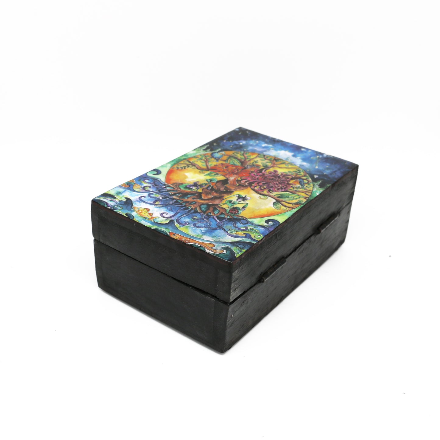 Tree of Life, Black Wooden Storage Box (4" x 6")