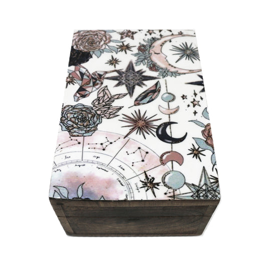 Celestial Pink, Brown Wooden Storage Box (4" x 6")