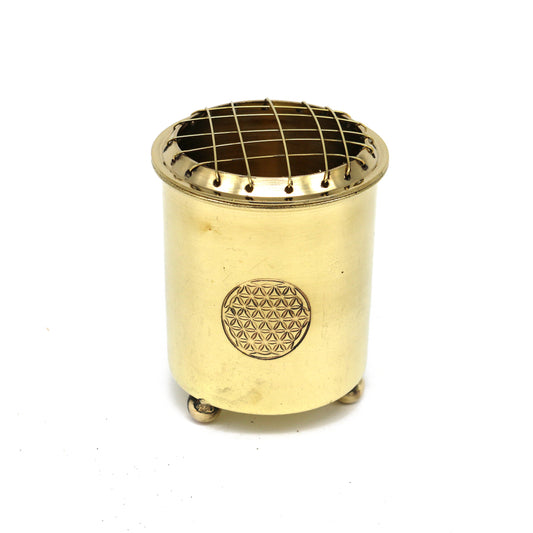 Flower of Life Brass Burner with Mesh