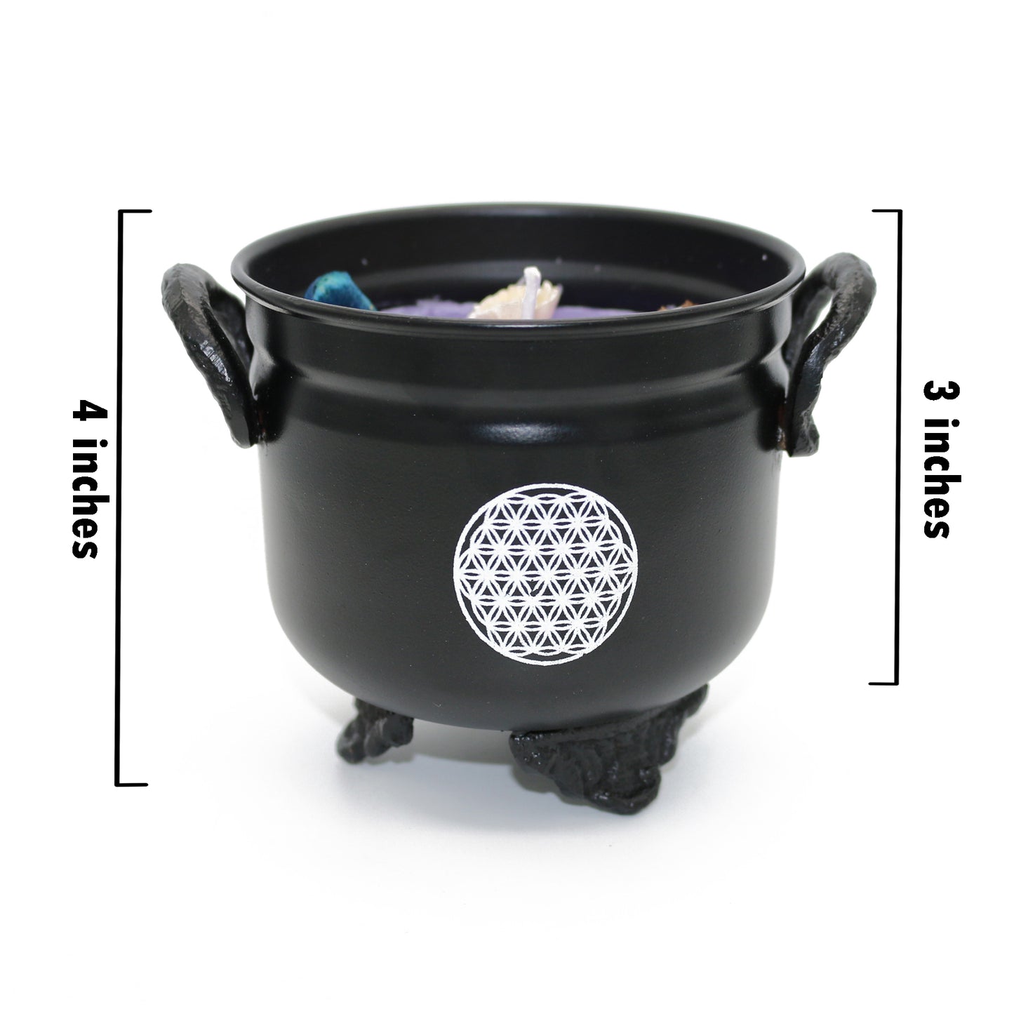 Lavender Flower of Life Cauldron Candle (11.5 OZ)