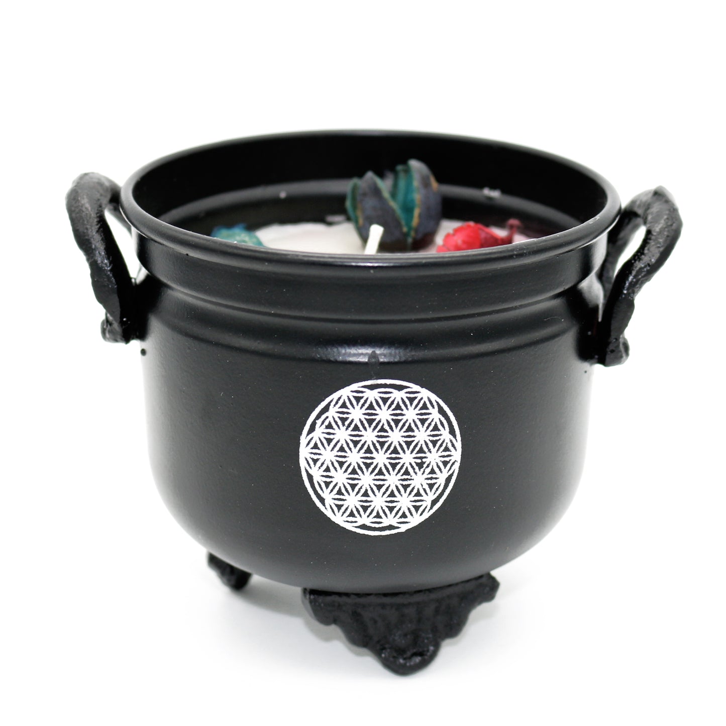 White Sage Flower of Life Cauldron Candle (11.5 OZ)