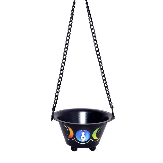 Goddess Triple Moon Metal Hanging Burner Bowl