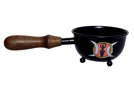 Triple Moon Goddess Small Smudge Pot Burner with Handle