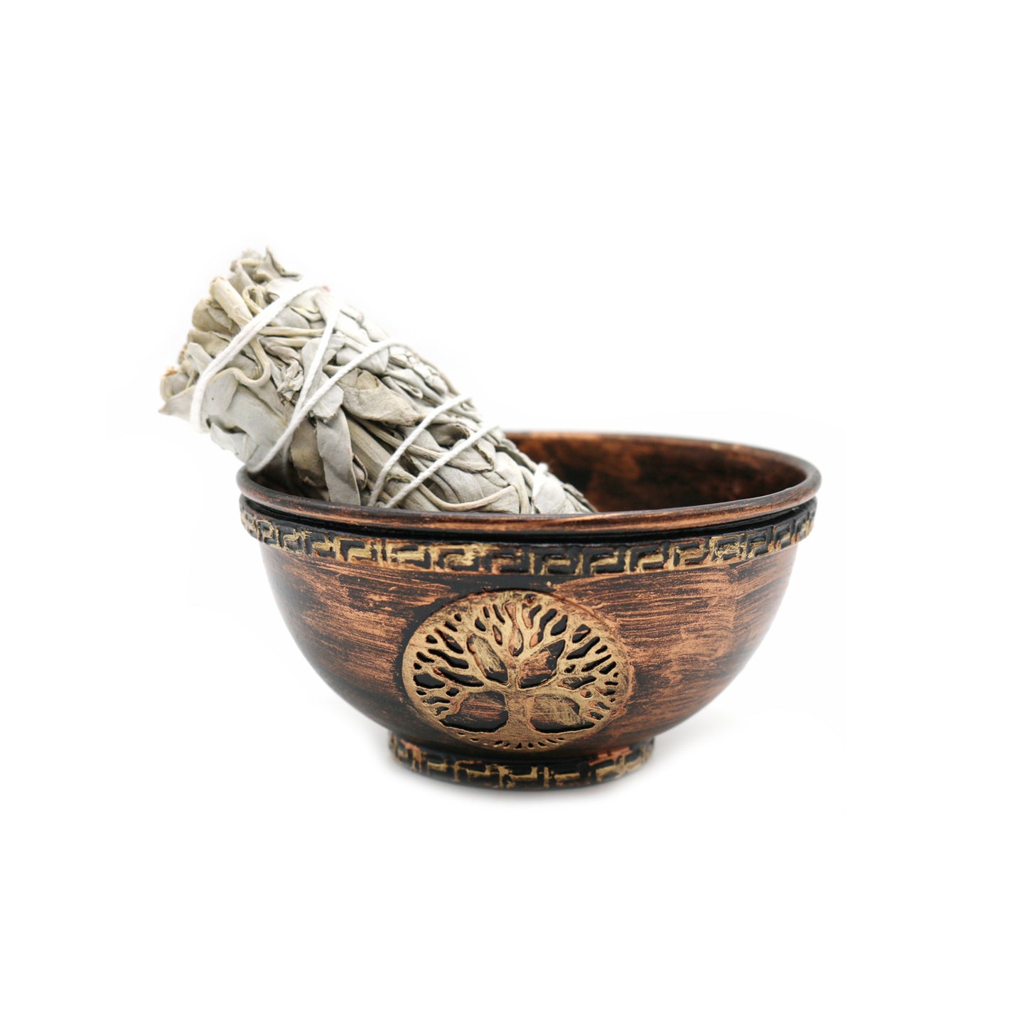 Tree of Life Antique Metal Smudge Bowl