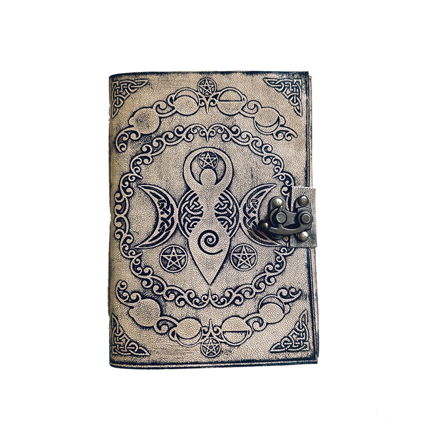 Silver Celestial Blank Genuine Leather Journal