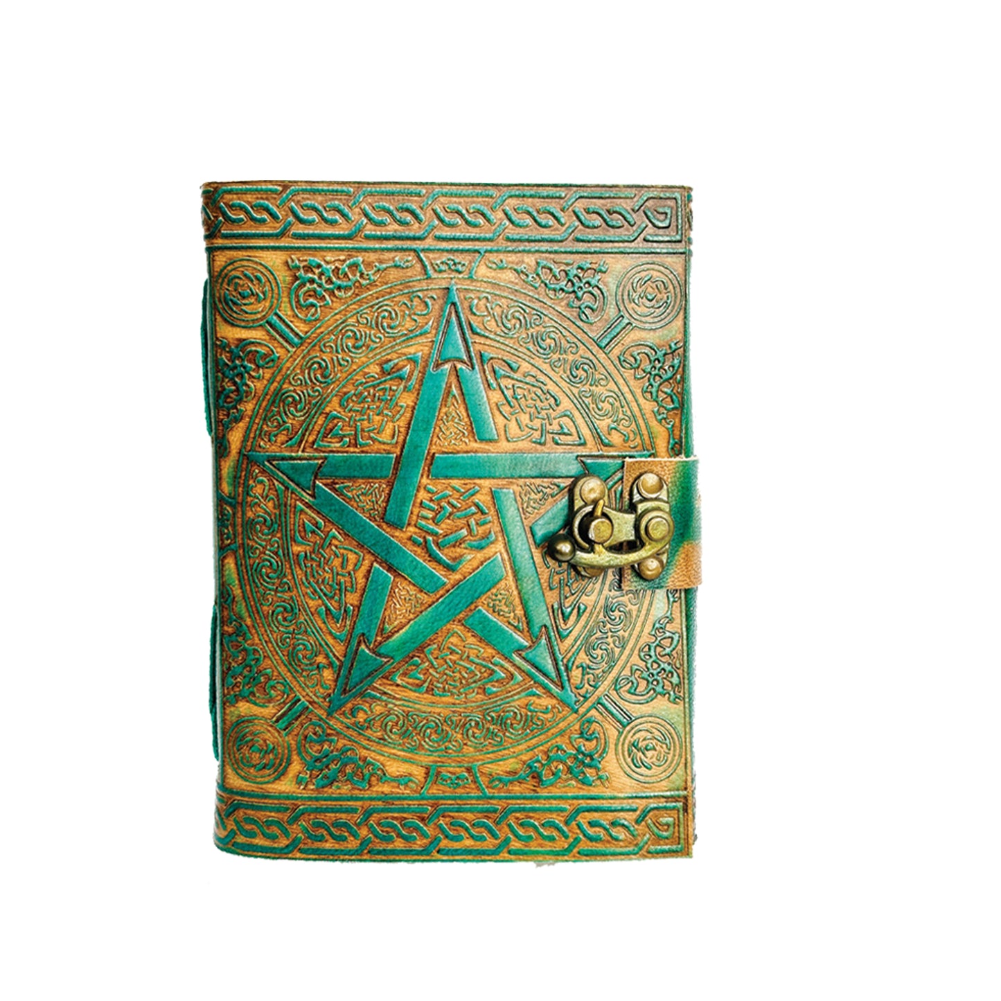 Turquoise Pentacle Blank Genuine Leather Journal