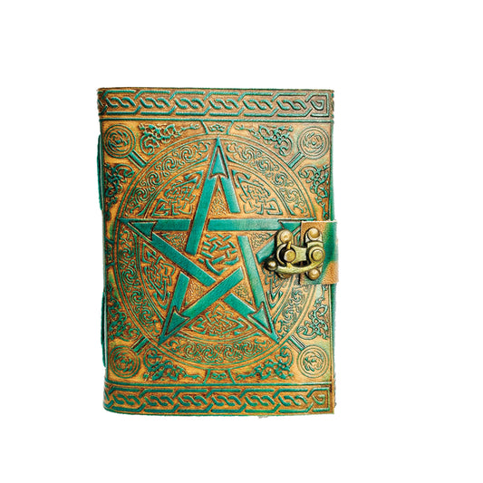 Turquoise Pentacle Blank Genuine Leather Journal