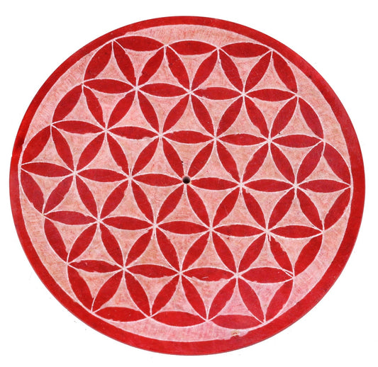 Flower of Life Hand-Carved Soapstone Incense Ash Catcher