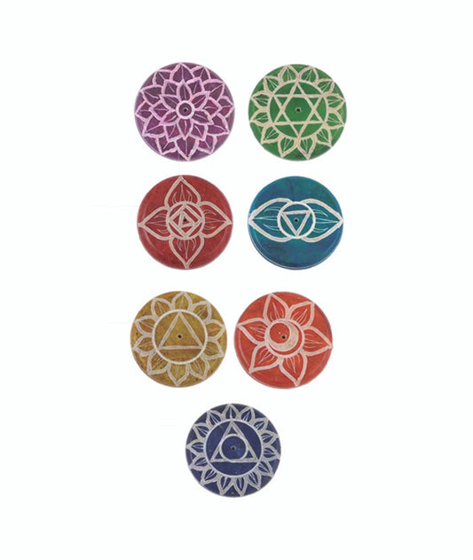 7 Chakras Hand-Carved Soapstone Incense Burners Set