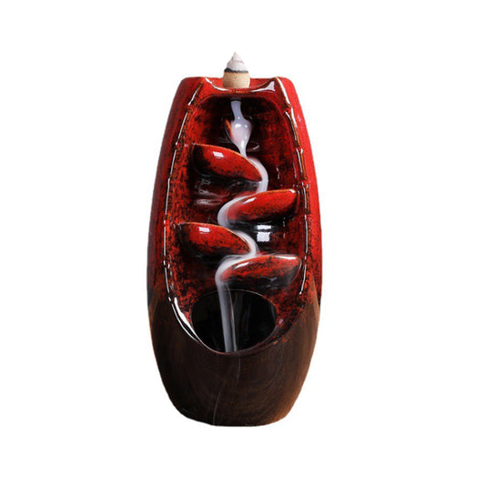 Red Ceramic Backflow Incense Burner (8")