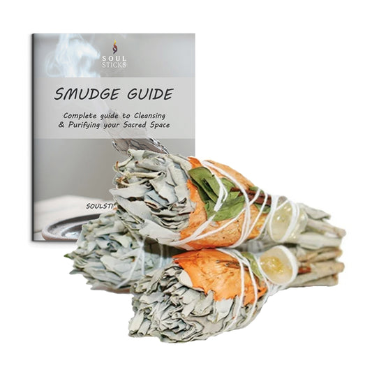 Mitron, Rose Petals, Citrine & White Sage Torch Smudge Sticks with Smudge Guide (3 PK)