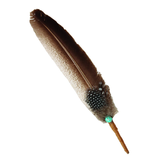 100% Real Turkey Smudge Feather with Turquoise Bead