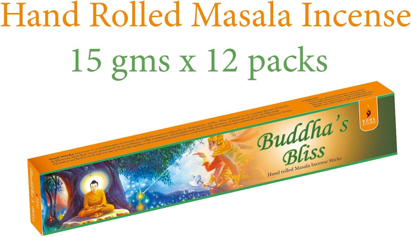 Soul Sticks, 15 G Buddha Bliss Natural Masala Incense Sticks (12 PK BOX)