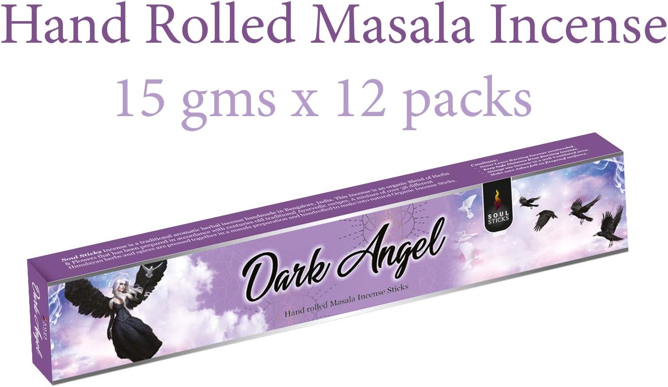 Soul Sticks, 15 G Dark Angel Natural Masala Incense Sticks (12 PK BOX)