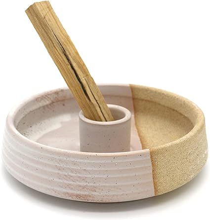 Beige Ridged Ceramic Palo Santo Burner