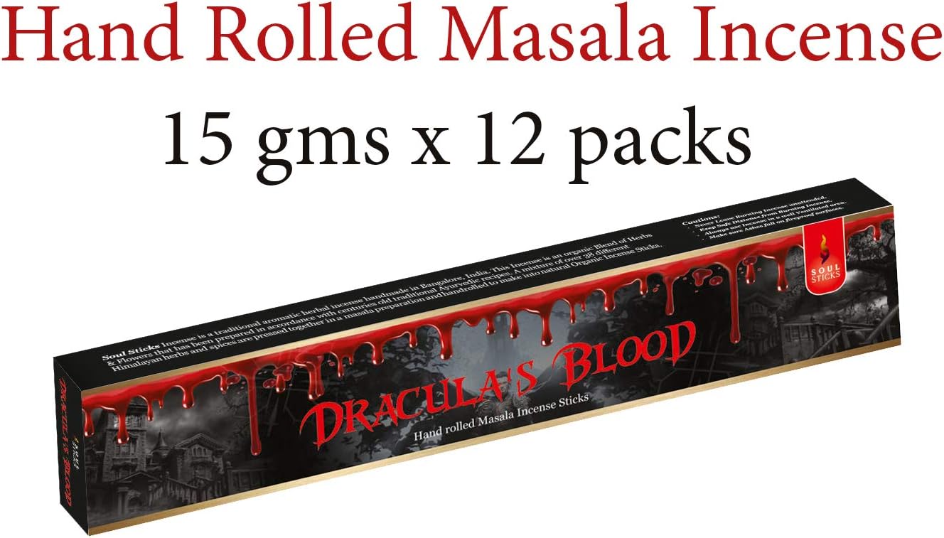 Soul Sticks, 15 G Dracula's Blood Natural Masala Incense Sticks (12 PK BOX)