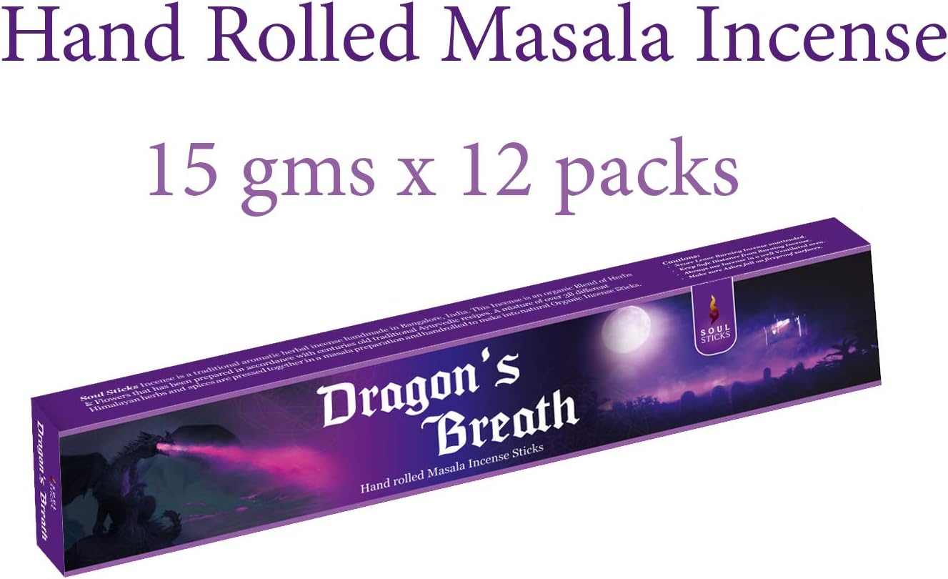 Soul Sticks, 15 G Dragon's Breath Natural Masala Incense Sticks (12 PK BOX)