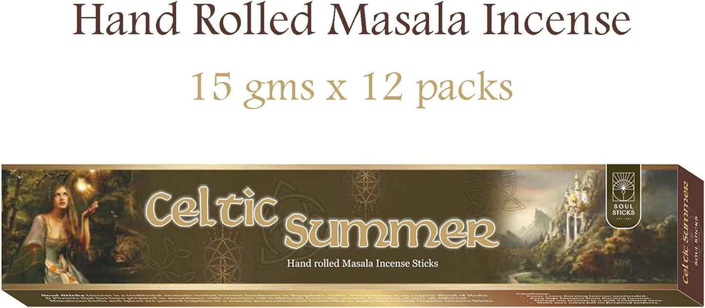 Soul Sticks, 15 G Celtic Summer Natural Masala Incense Sticks (12 PK BOX)