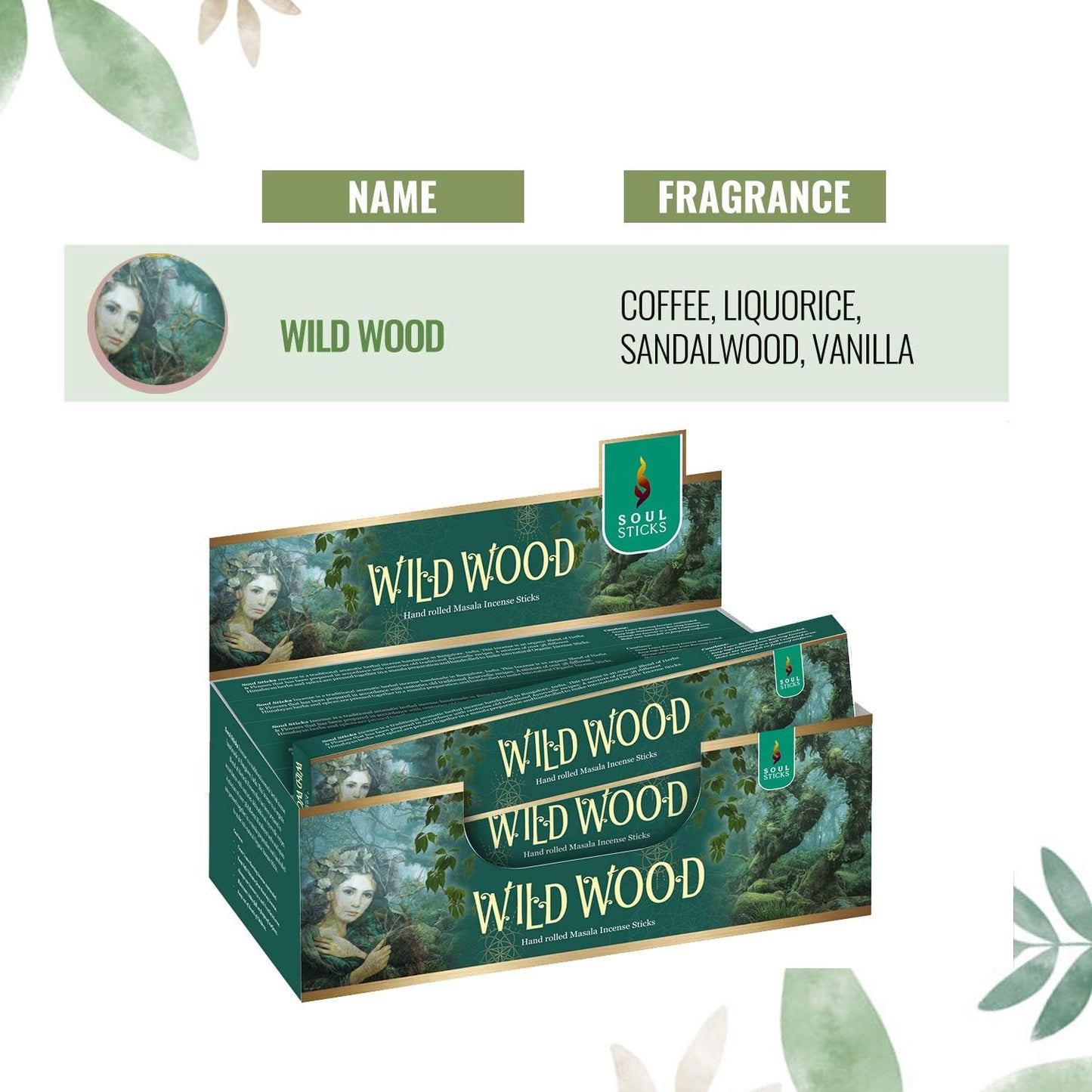 Soul Sticks, 15 G Wildwood Natural Masala Incense Sticks (12 PK BOX)