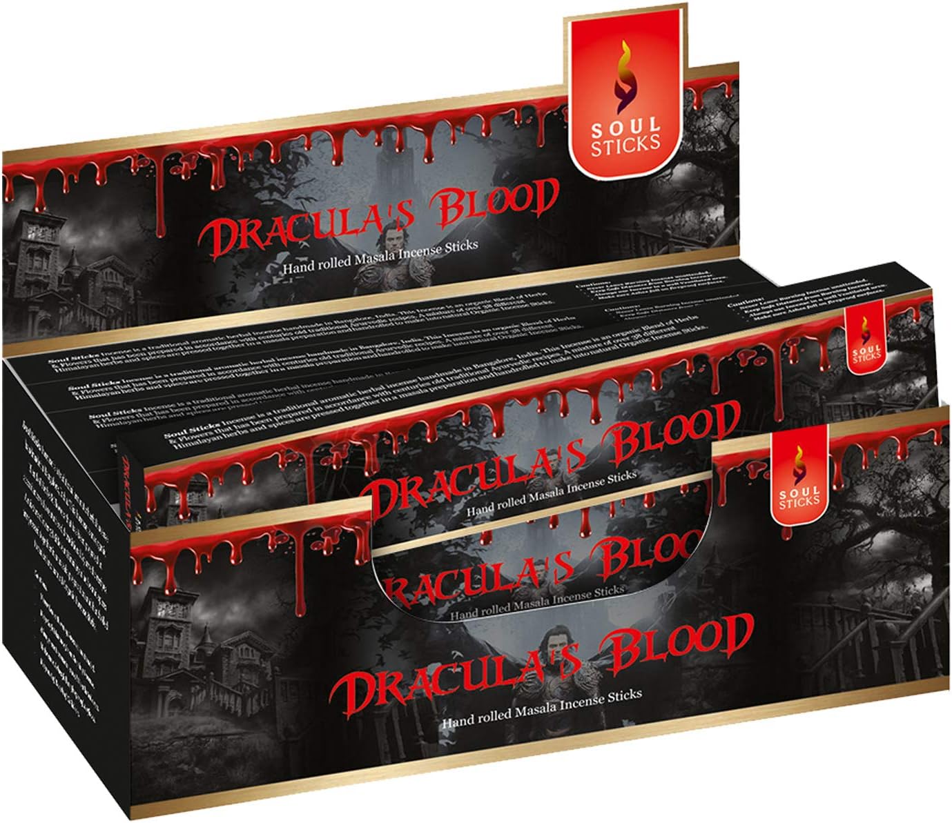 Soul Sticks, 15 G Dracula's Blood Natural Masala Incense Sticks (12 PK BOX)