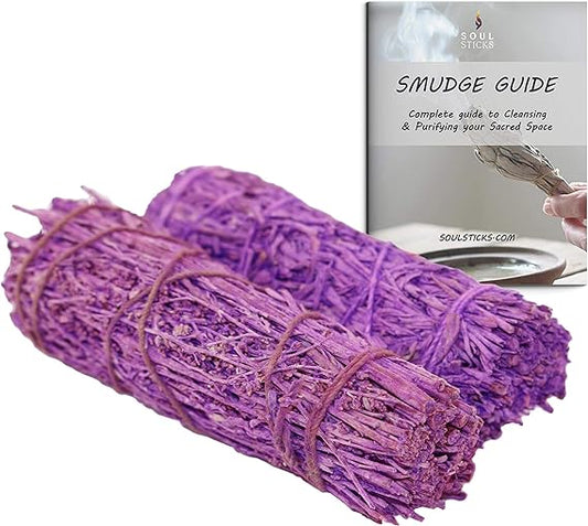 Lavender Scented Sage Smudge Sticks Duo with Smudge Guide