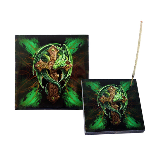 Green Dragon Wooden Incense Ash Catcher (4")