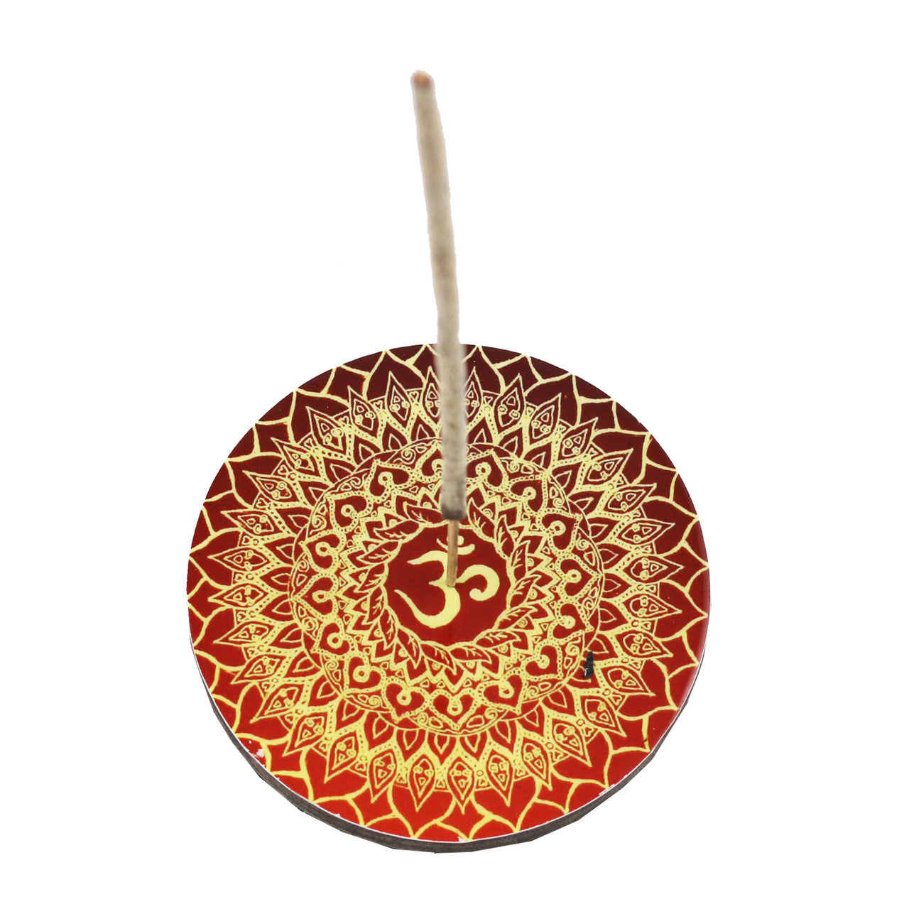 OM Round Wooden Incense Ash Catcher (4")