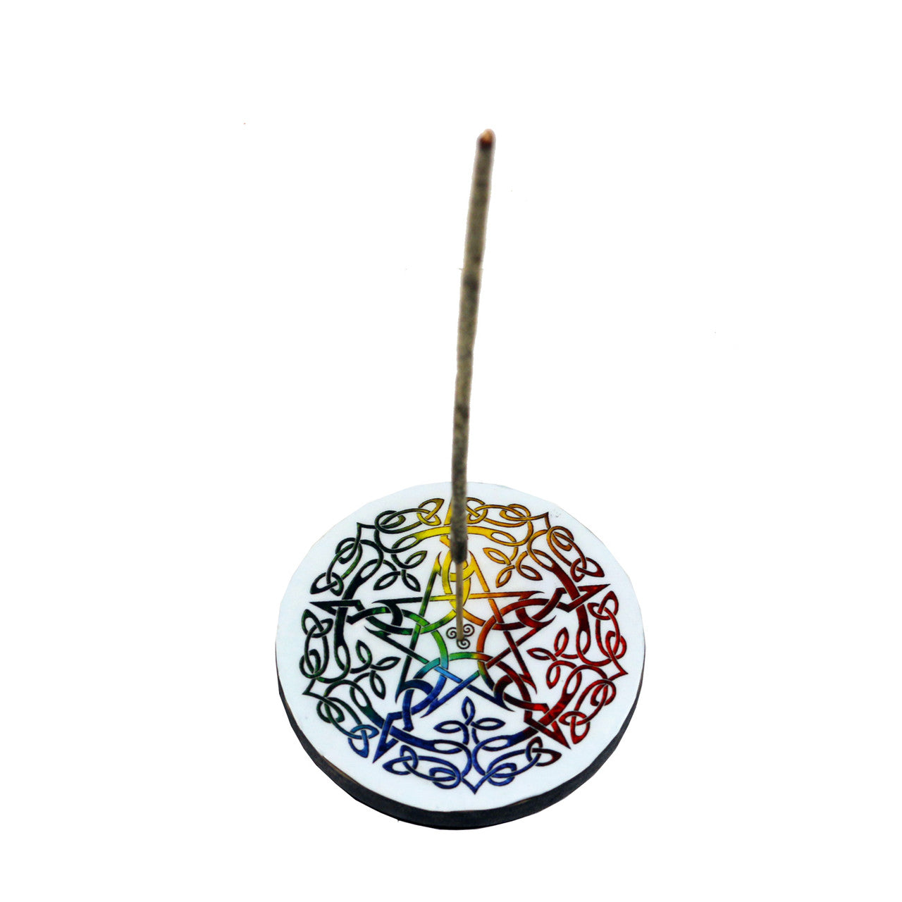 Pentacle Round Wooden Incense Ash Catcher (4")