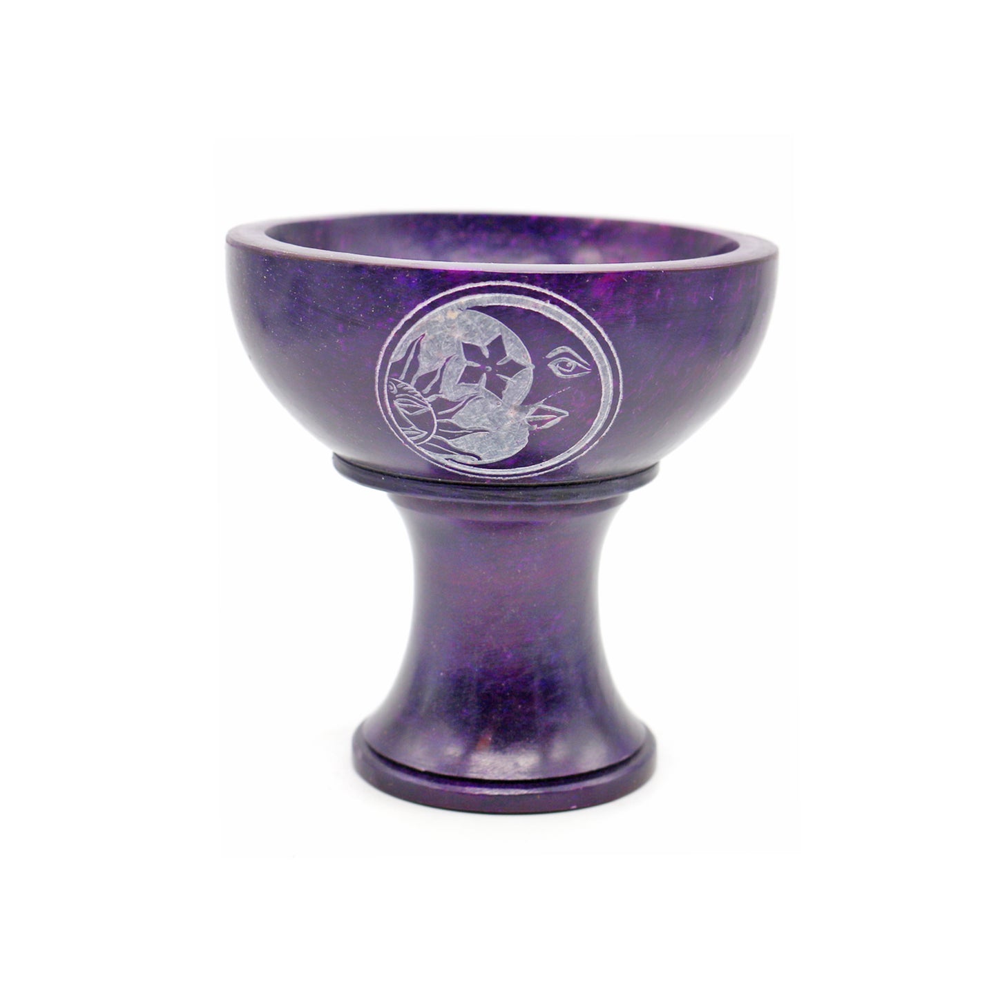 Celestial Hand-Carved Soapstone Smudge Bowl with Stand