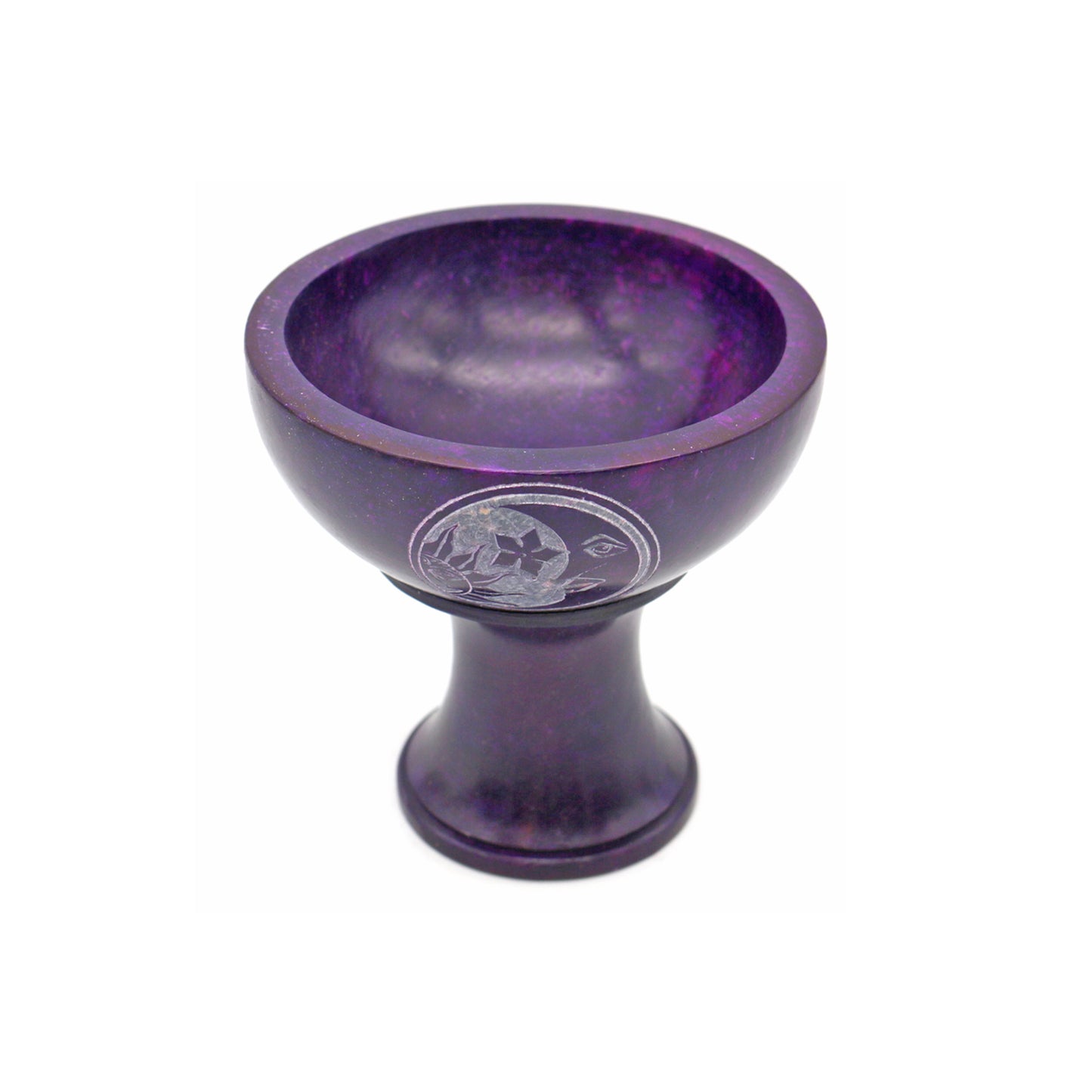 Celestial Hand-Carved Soapstone Smudge Bowl with Stand