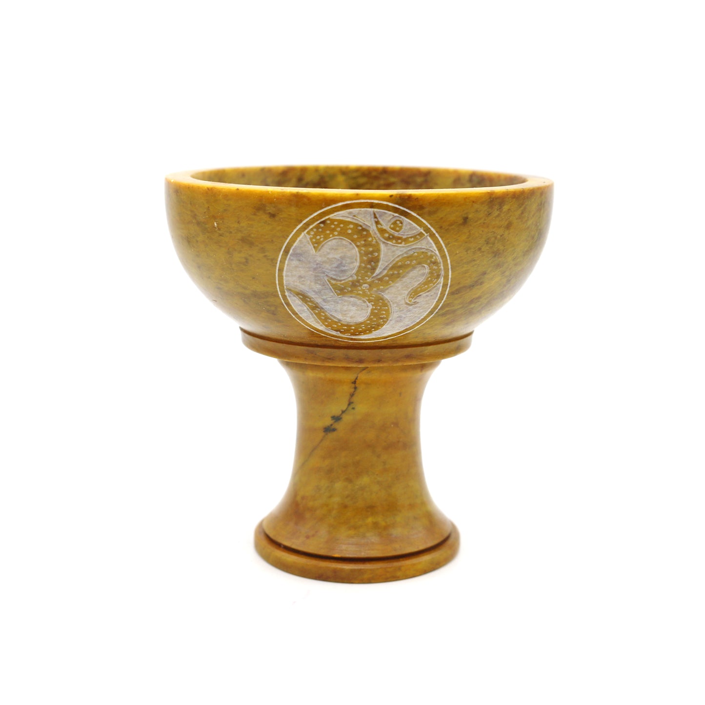 OM Hand-Carved Soapstone Smudge Bowl with Stand