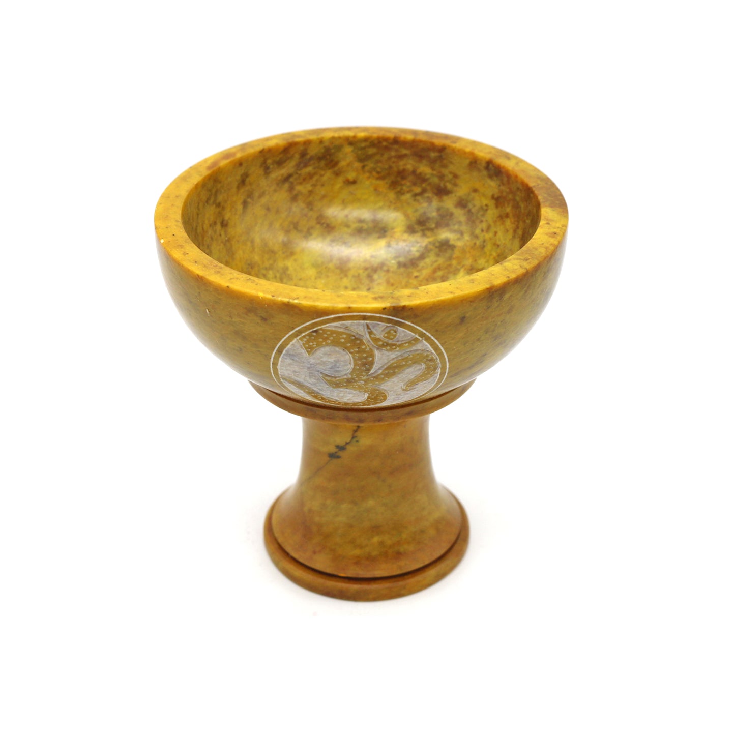 OM Hand-Carved Soapstone Smudge Bowl with Stand