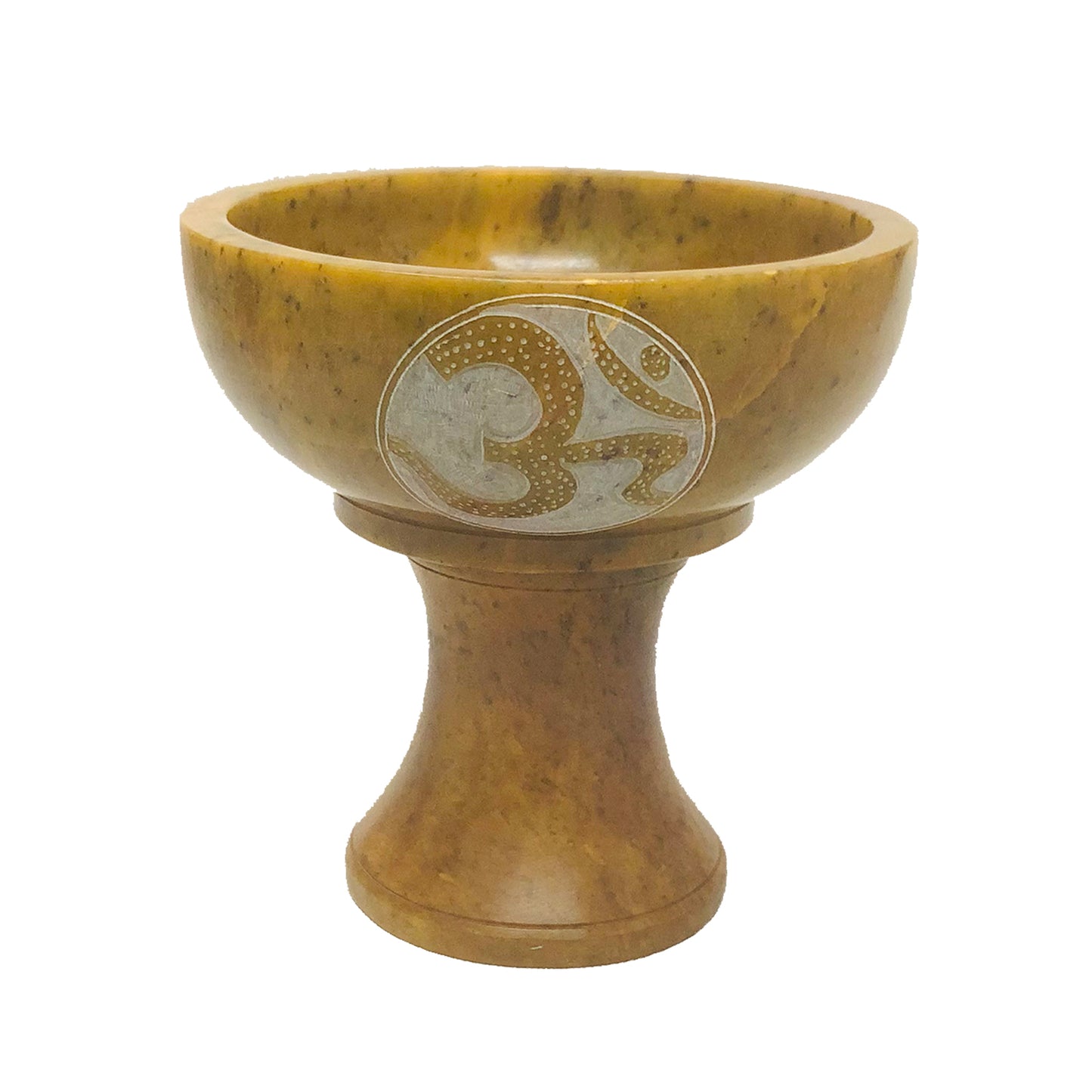 OM Hand-Carved Soapstone Smudge Bowl with Stand