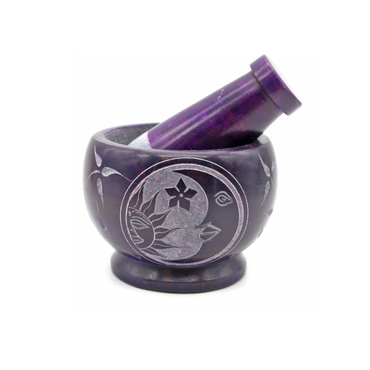 Celestial Hand-Carved Soapstone Mortar & Pestle