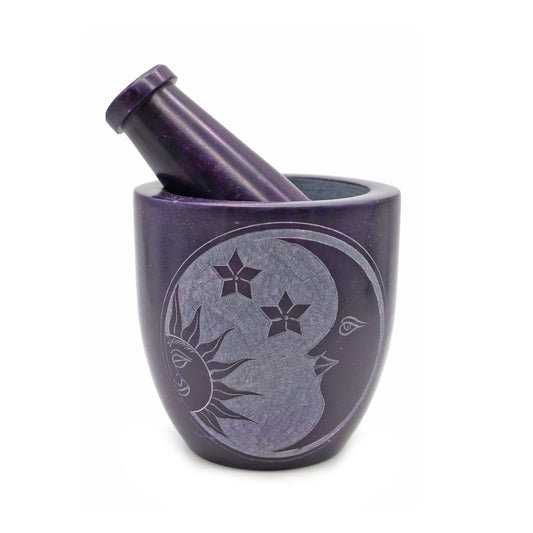 Votive Celestial Hand-Carved Soapstone Mortar & Pestle