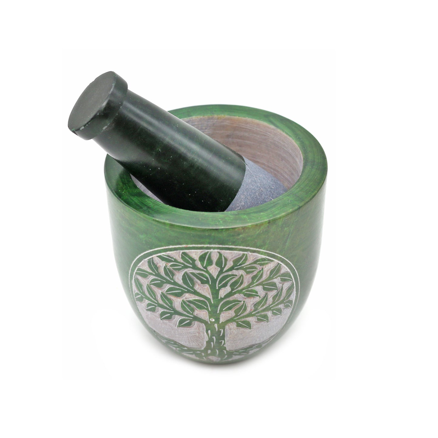 Votive Tree of Life Hand-Carved Soapstone Mortar & Pestle