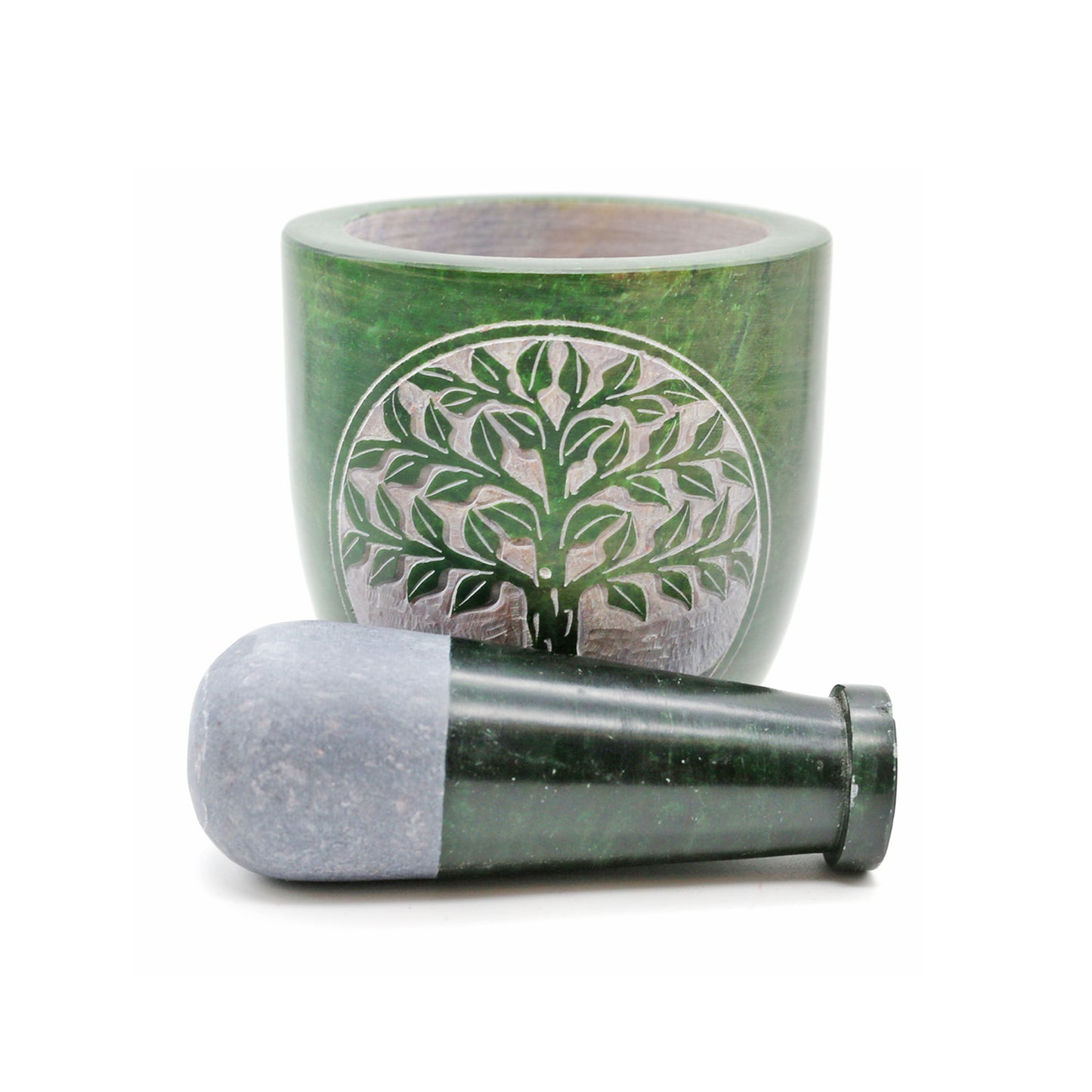 Votive Tree of Life Hand-Carved Soapstone Mortar & Pestle