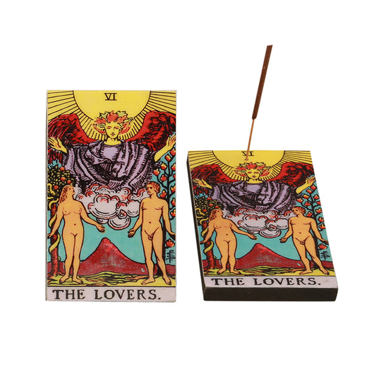 The Lovers Tarot Card Wooden Incense Ash Catcher (3" x 5")