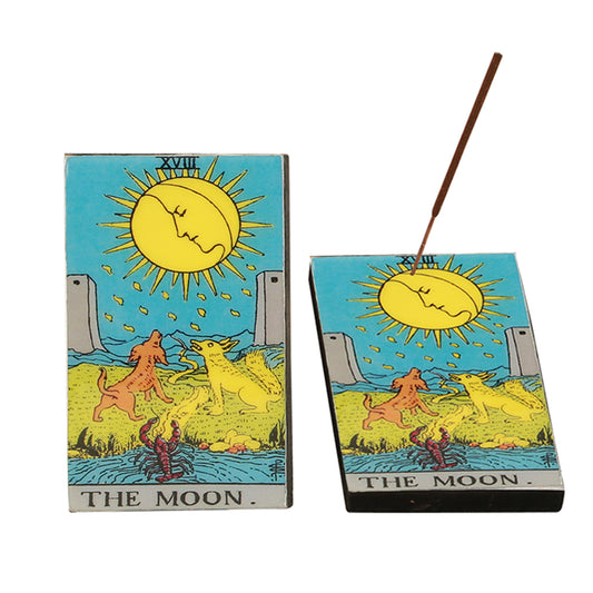 The Moon Tarot Card Wooden Incense Ash Catcher (3" x 5")