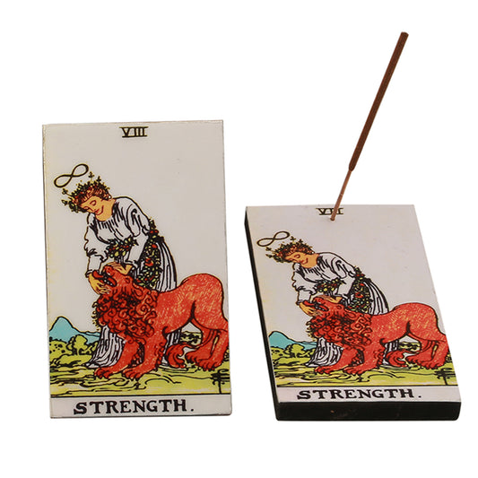 Strength Tarot Card Wooden Incense Ash Catcher (3" x 5")