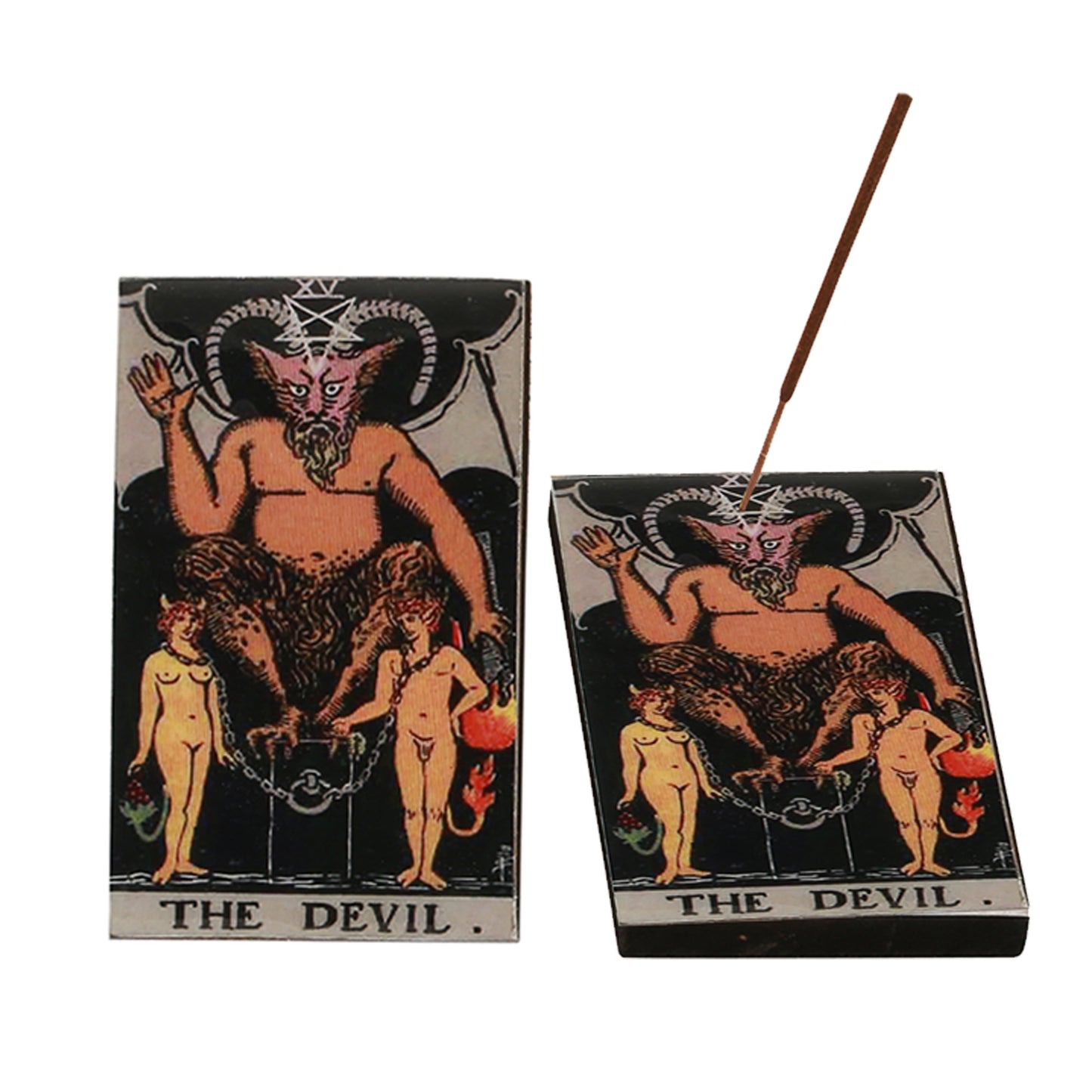 The Devil Tarot Card Wooden Incense Ash Catcher (3" x 5")