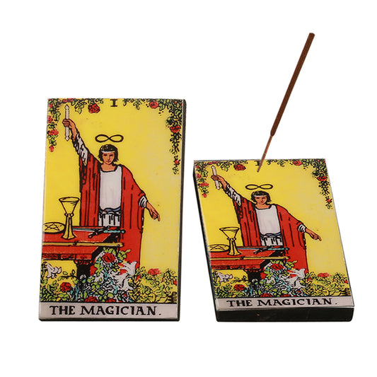 The Magician Tarot Card Wooden Incense Ash Catcher (3" x 5")