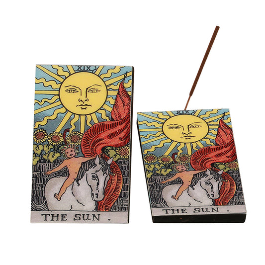 The Sun Tarot Card Wooden Incense Ash Catcher (3" x 5")