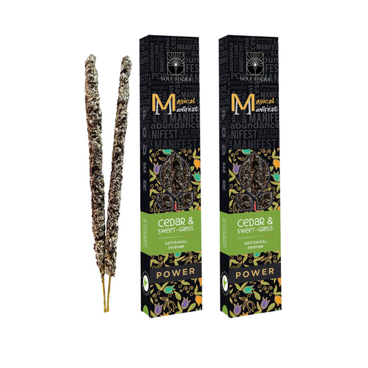 Magical Manifest: Power, Cedar Sweetgrass Artisanal Incense Sticks Duo Pack