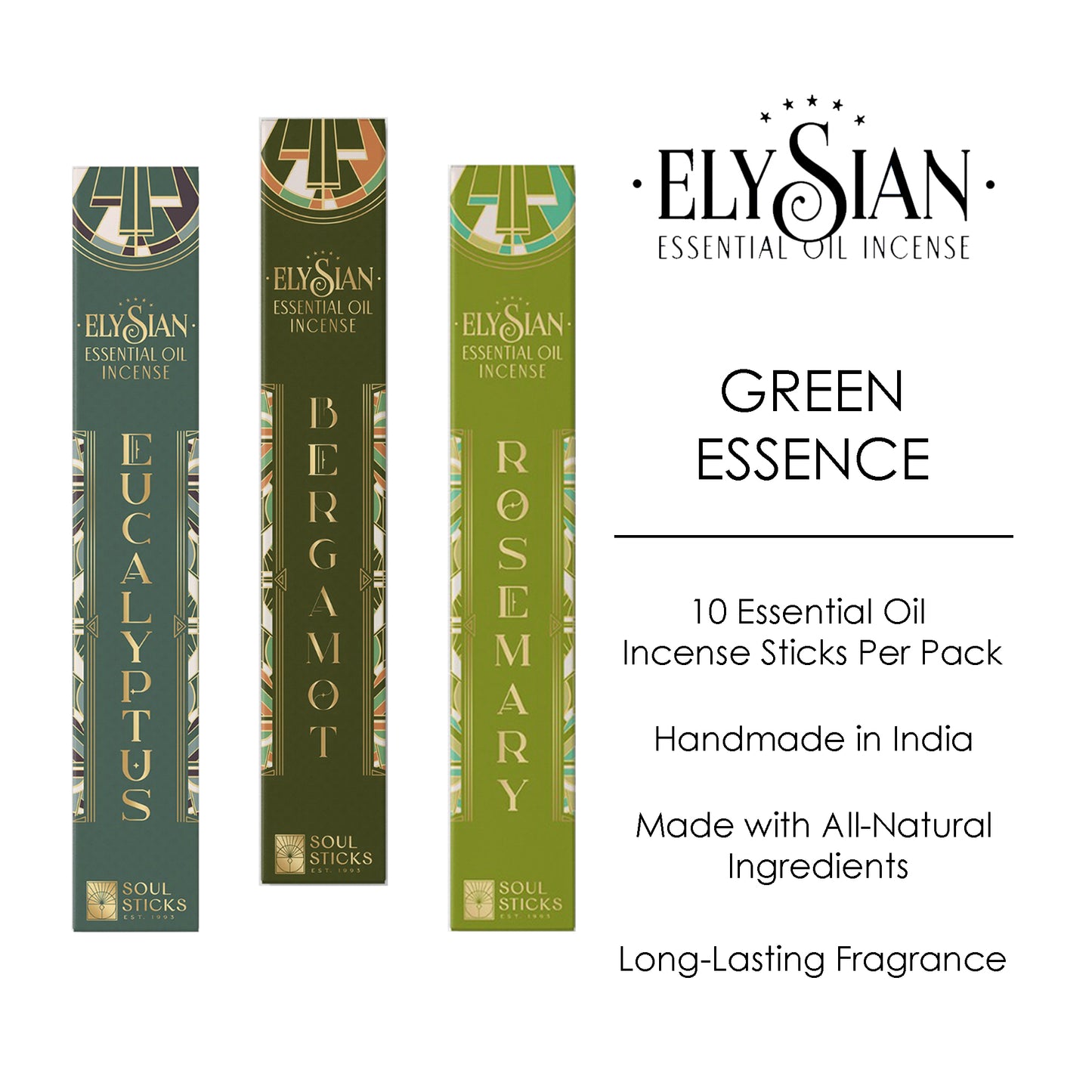 Elysian, Green Essence Essential Oil Incense Sticks (3 PK)