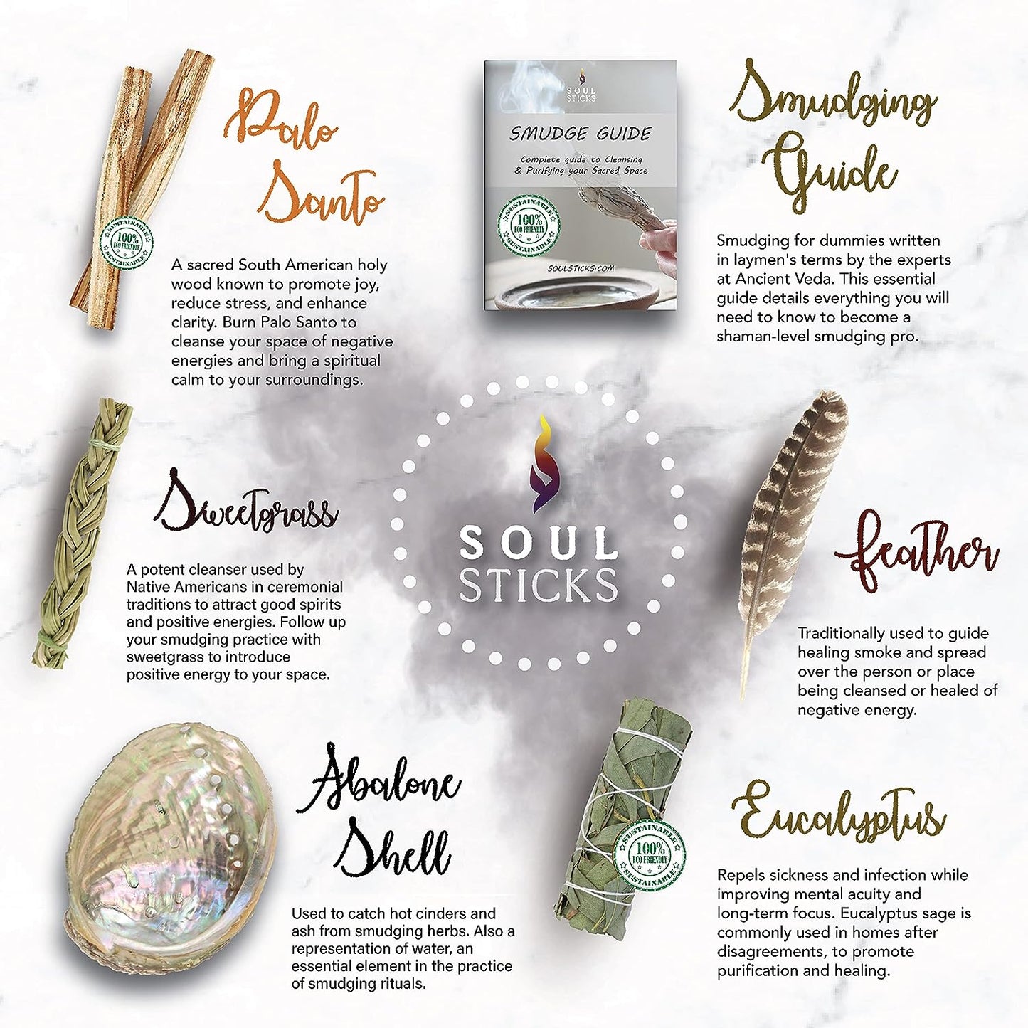 Beginners Eucalyptus Sage Smudge Kit with Smudge Guide