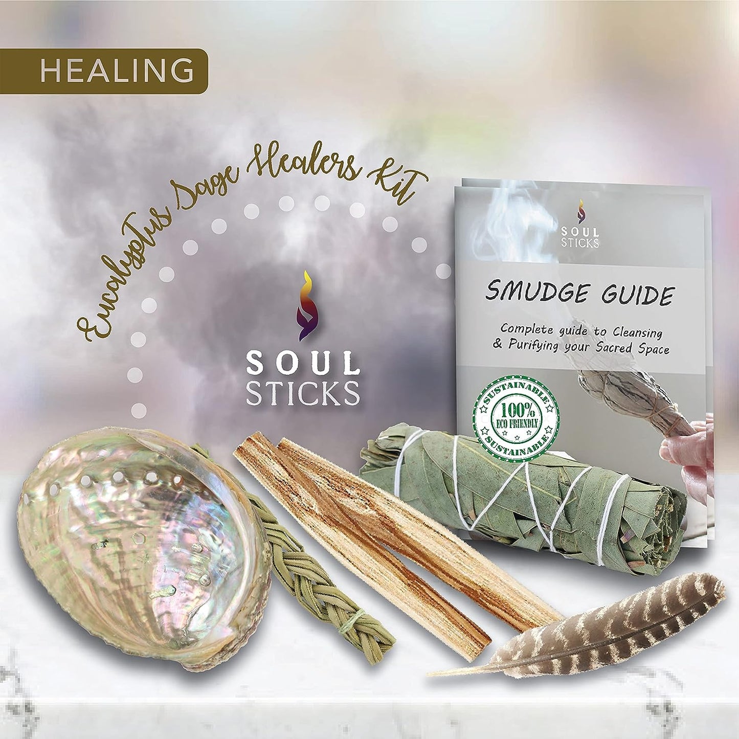 Beginners Eucalyptus Sage Smudge Kit with Smudge Guide