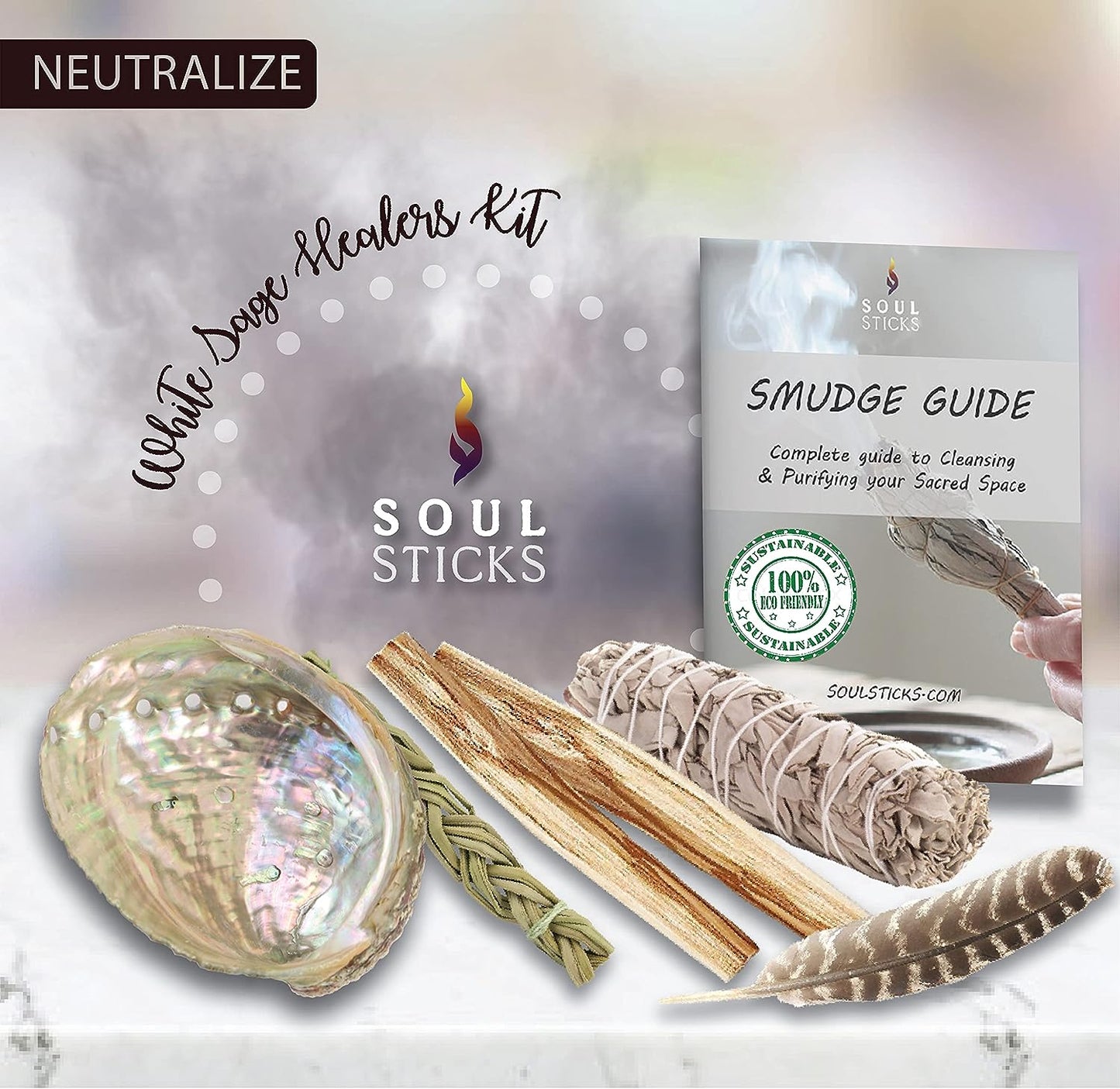 Beginners White Sage Smudge Kit with Smudge Guide